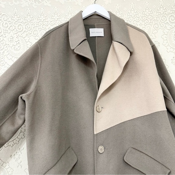 Dept. Anonym Wool Tri Color Paneled Long Coat - Picture 6 of 14